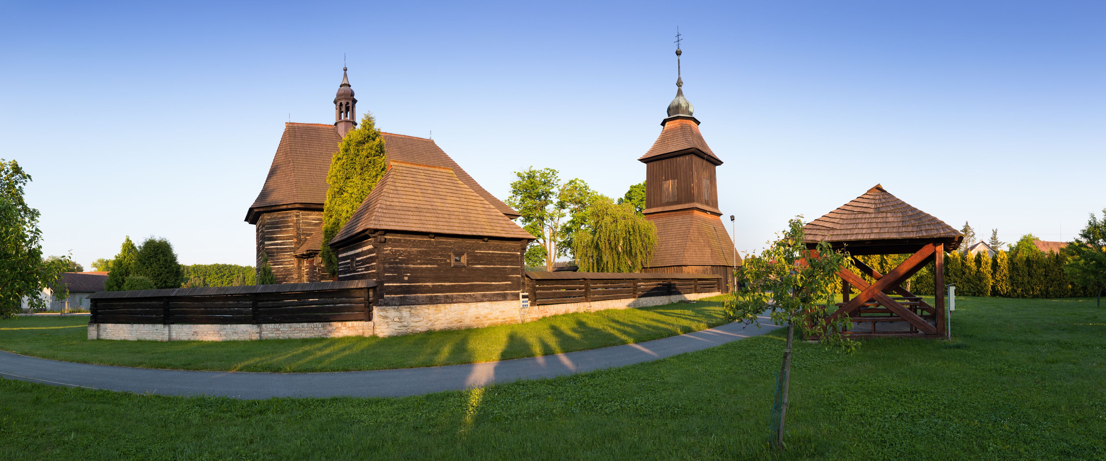 Wooden church of Saint Nicholas existed already in 14th century, its current baroque style is from year 1752. Veliny is a village in the Pardubice Region of the Czech Republic. Beautiful summer time