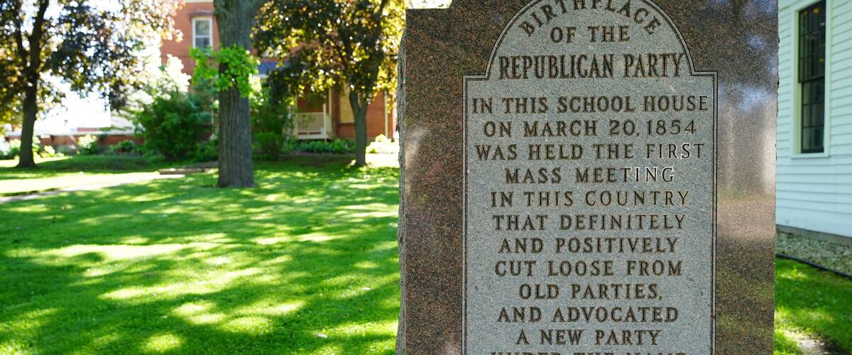 Abandoned National Historical site of the Birthplace of the Republican Party in Ripon, Wisconsin during the summertime.