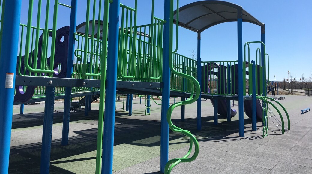 Honestly this picture doesn't compare. The park is about six basic parks combined. It's very new looking and up kept. Hours are spent here with endless activity bikes for rent, and a train to watch pass by once and a while.