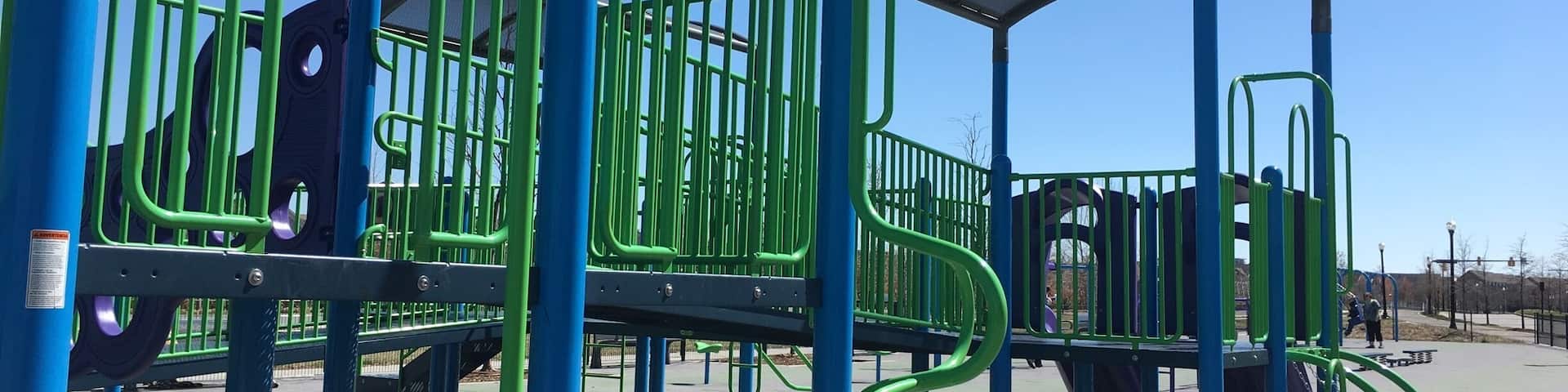 Honestly this picture doesn't compare. The park is about six basic parks combined. It's very new looking and up kept. Hours are spent here with endless activity bikes for rent, and a train to watch pass by once and a while.