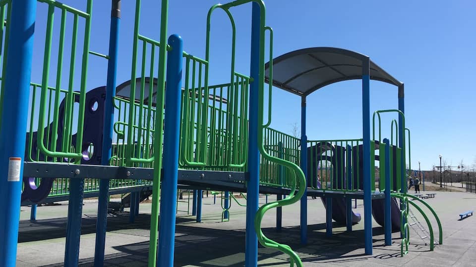 Honestly this picture doesn't compare. The park is about six basic parks combined. It's very new looking and up kept. Hours are spent here with endless activity bikes for rent, and a train to watch pass by once and a while.