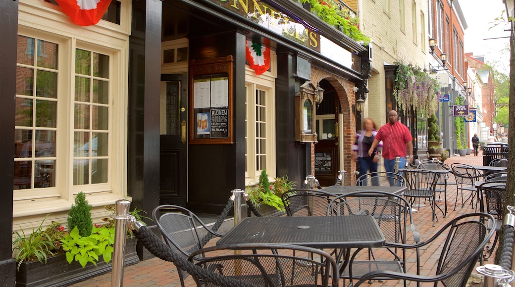 Alexandria mostrando escenas de café, una pequeña ciudad o pueblo y escenas urbanas