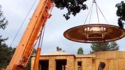 Placing a dome above a rotunda built front entry. Using the crane and having the dome hover over our heads, it seemed to resemble a flying saucer landing. Very hard work completed by Lencioni Construction and I.