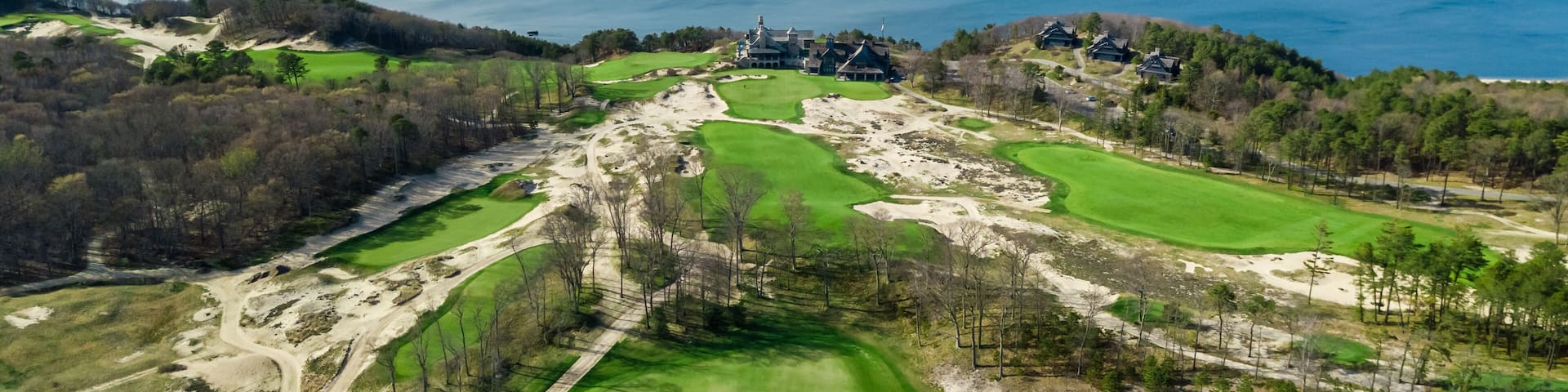 Drone view of a Golf Course in Riverhead Baiting Hallow Long Island New York