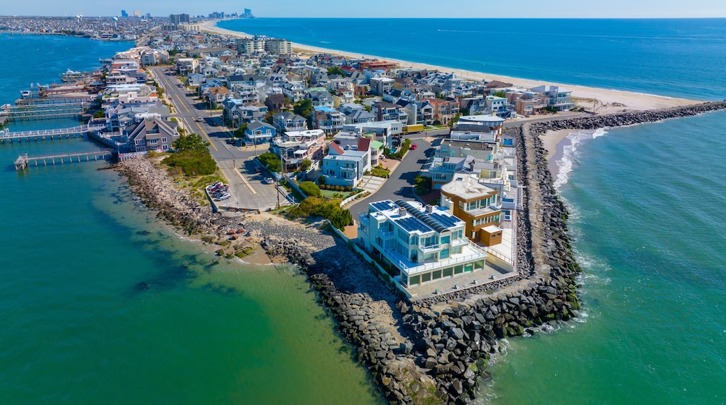 Longport Point aerial view with Atlantic City at the background, Longport, New Jersey NJ, USA. Longport is the southernmost town of Absecon Island.