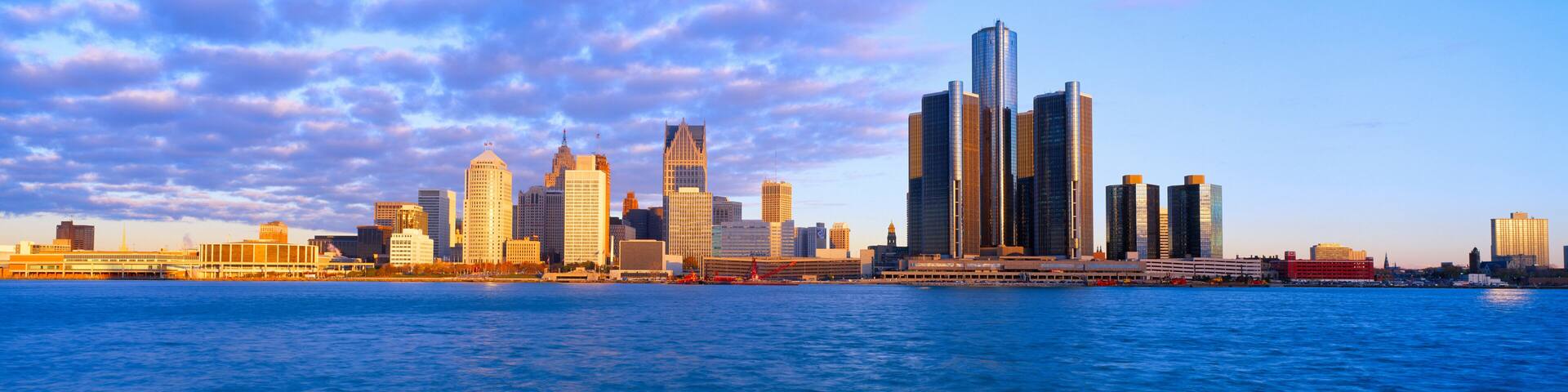 Renaissance Center, Detroit, Sunrise, Michigan