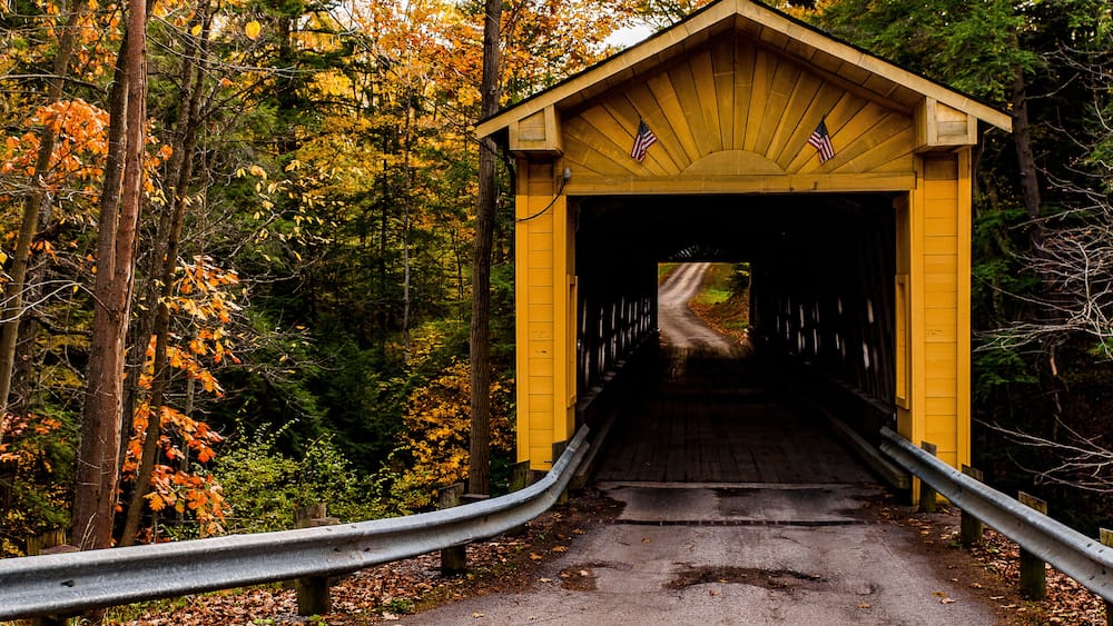 Historic Windsor Mills Covered Bridge in Autumn - Ashtabula County, Ohio