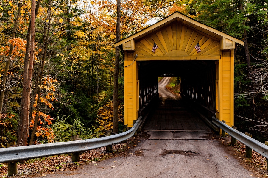 Historic Windsor Mills Covered Bridge in Autumn - Ashtabula County, Ohio
