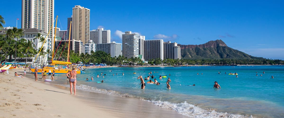 Waikiki Beach featuring general coastal views, a beach and swimming