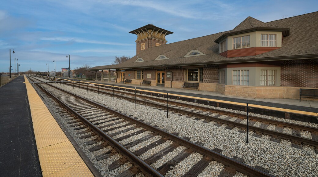 Orland Park Train Station at the intersection of 143rd Street and Southwest Highway in suburban Orland Park, Illinois