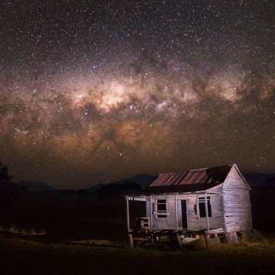 You'll find this old shack out in the Scenic Rim in Queensland. This shack is in the middle of nowhere and it's pitch black here on a moonless night, making it the perfect location to shoot the Milky Way.