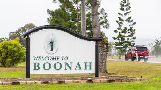 Boonah which includes signage and a park