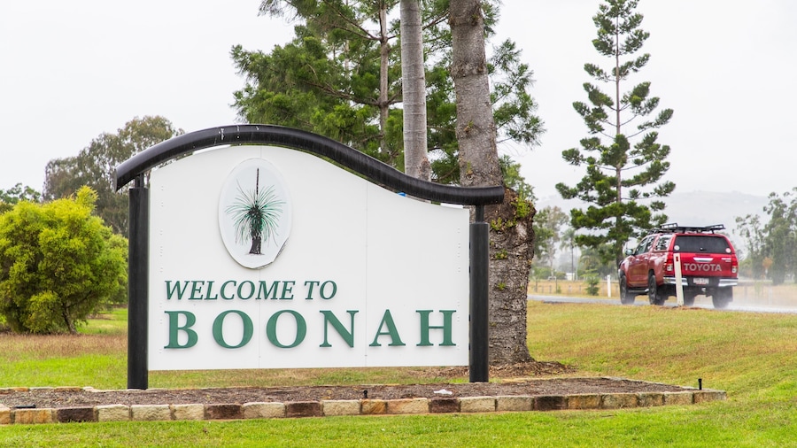 Boonah which includes signage and a park