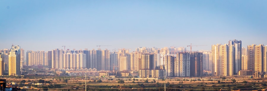 view of high rise buildings in greater Noida NCR, India