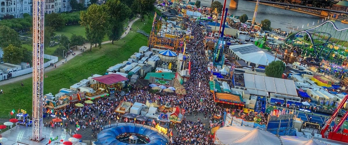 Every summer starting in mid-July, one of Germany's biggest fair is held by the Rhine River in Oberkassel, Düsseldorf. The fair goes on for 10 days with fireworks at the beginning and the end. There are plenty of rides to choose from along with different Biergartens and food stands. #LoveMyTown More info for the current event can be found here: http://www.rheinkirmes.com/