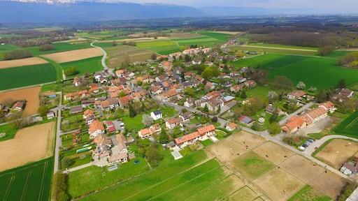 Laconnex, a municipality of the Canton of Geneva, Switzerland. Aerial view.