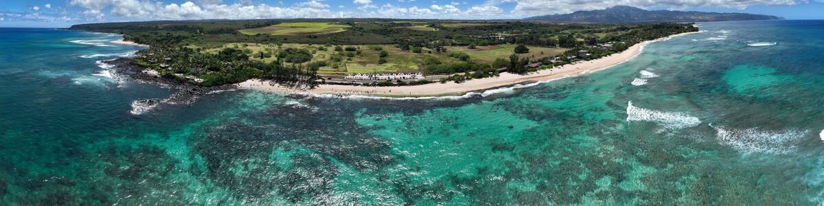 Aerial view of North Shore Oahu, Haleiwa