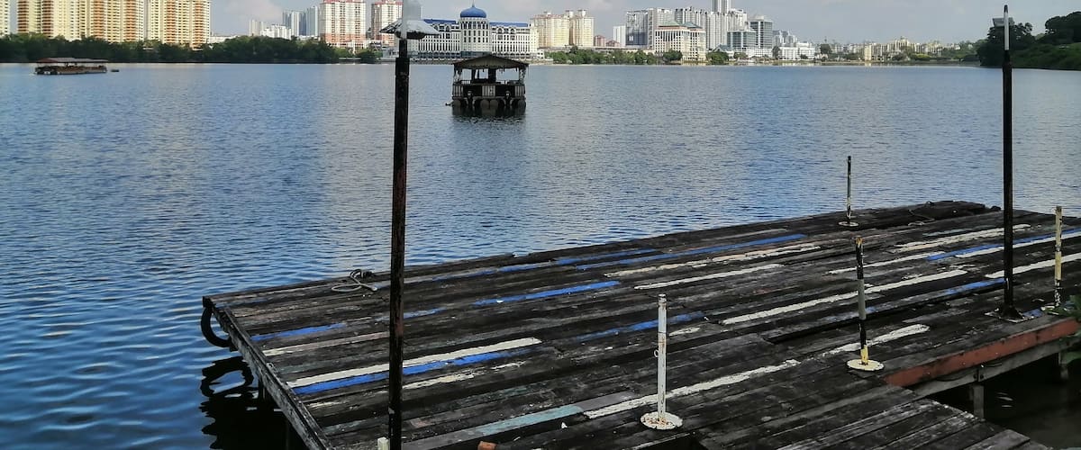 view of a boat in the lake at Seri Kembangan Malaysia.