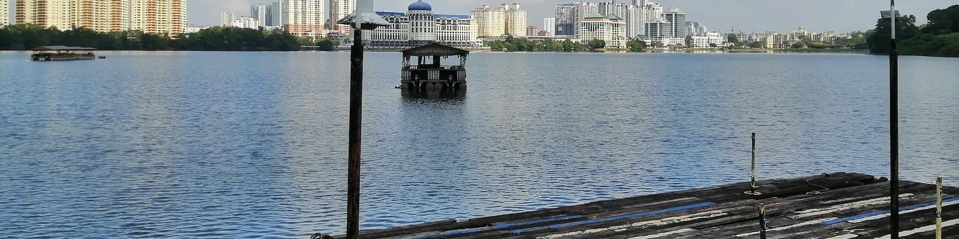 view of a boat in the lake at Seri Kembangan Malaysia.