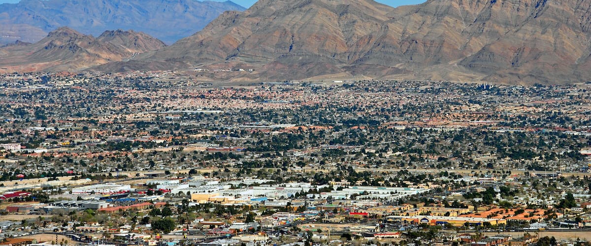 Skyline cityscape of the suburbs of Las Vegas Nevada USA