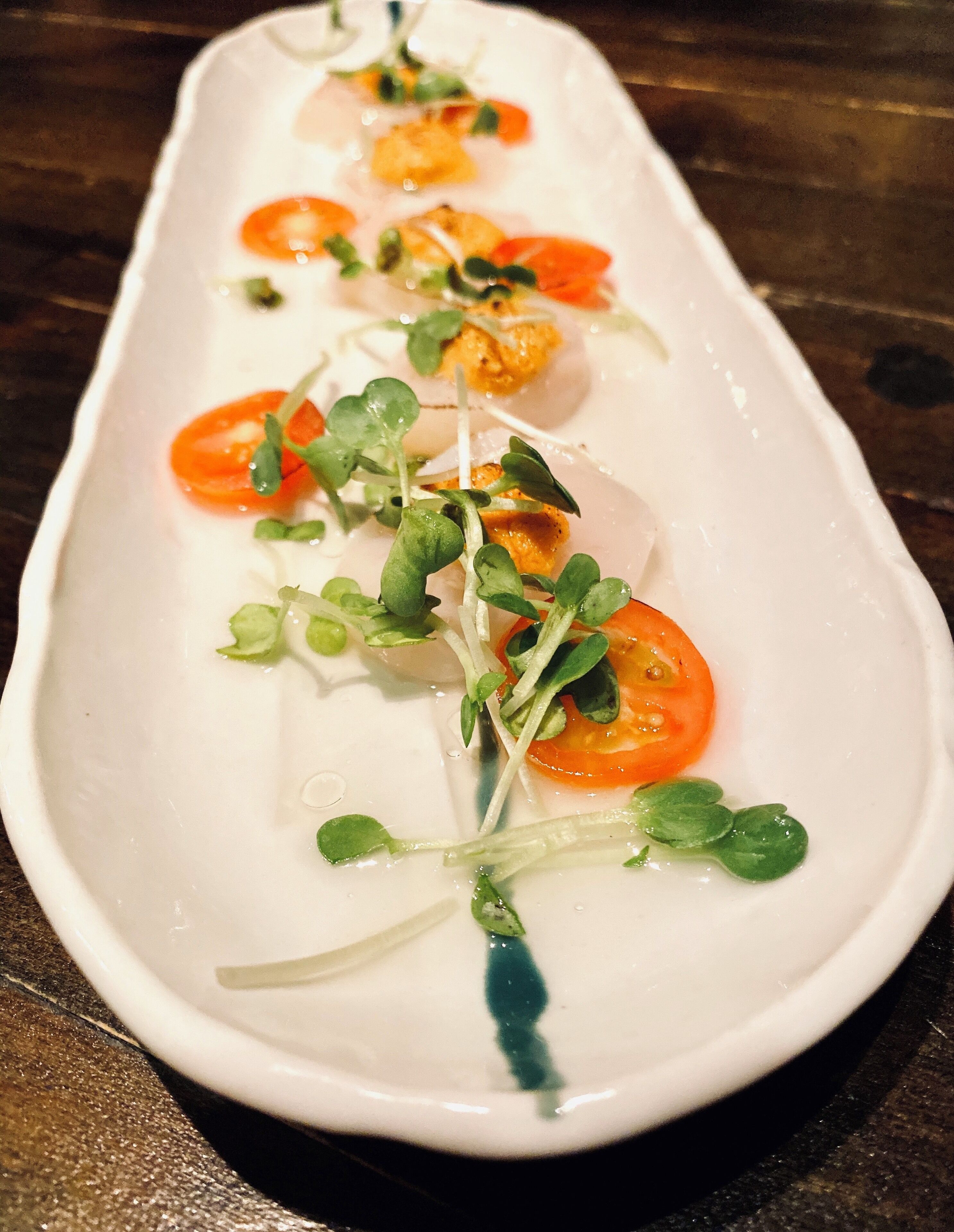 Scallop and uni carpaccio.