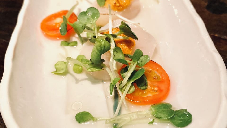 Scallop and uni carpaccio.