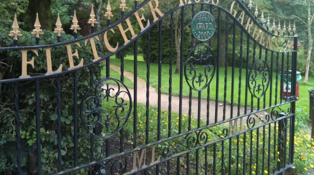 The gates of Fletcher Moss Botanical Garden, Didsbury, Manchester