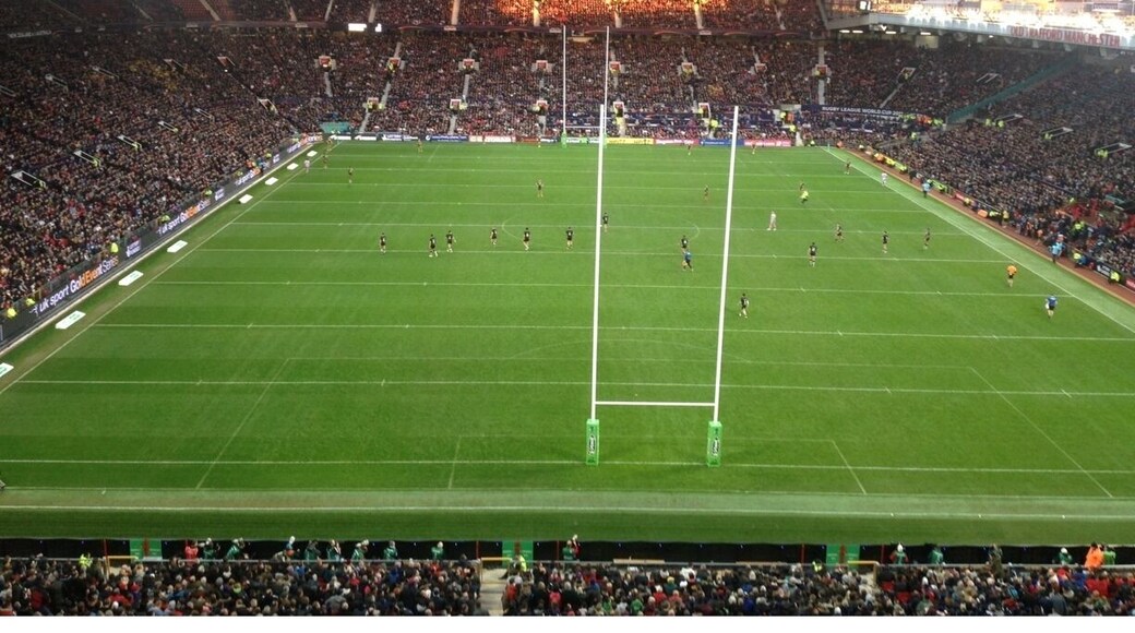 At the Rugby League World Cup 2013 final (30/11/13), Old Trafford. Biggest ever crowd for a rugby league international game saw Australia thrash New Zealand 34-2.