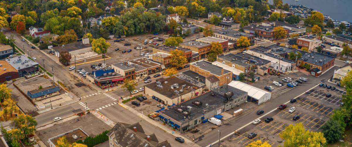 Aerial View of the Twin Cities Suburb of Excelsior, Minnesota