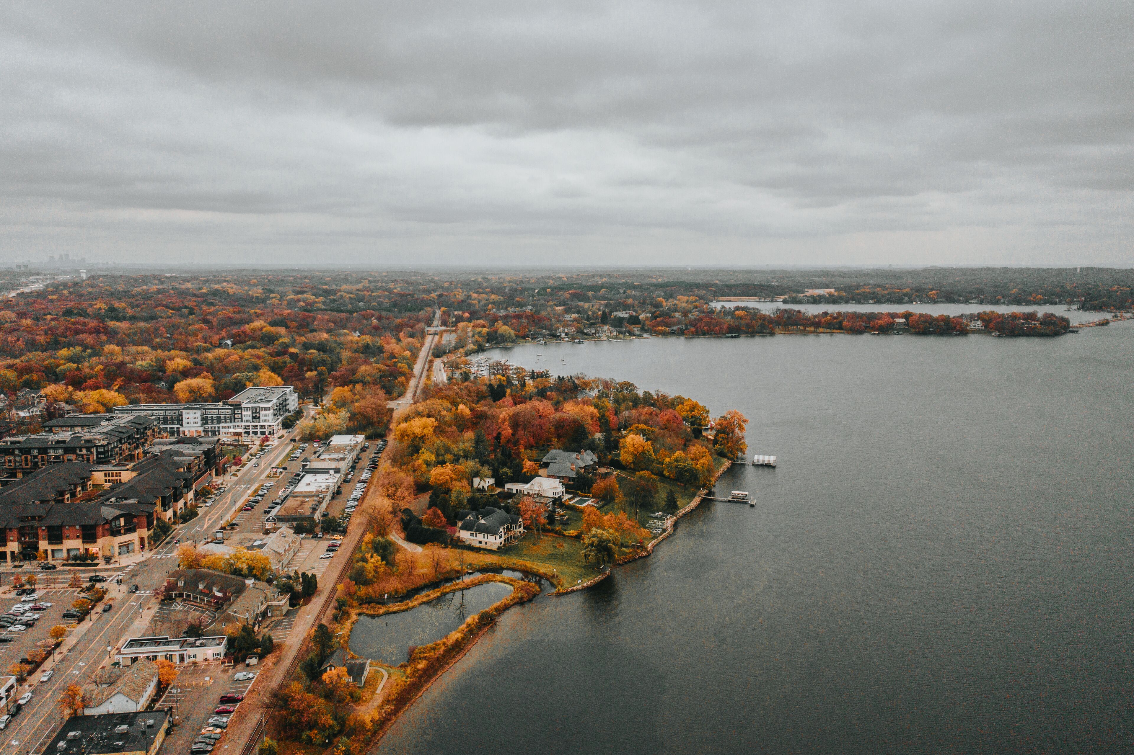 Wayzata Minnesota from Above During Fall