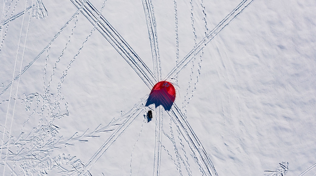 Tracks of snowkiting in Wayzata, Minnesota