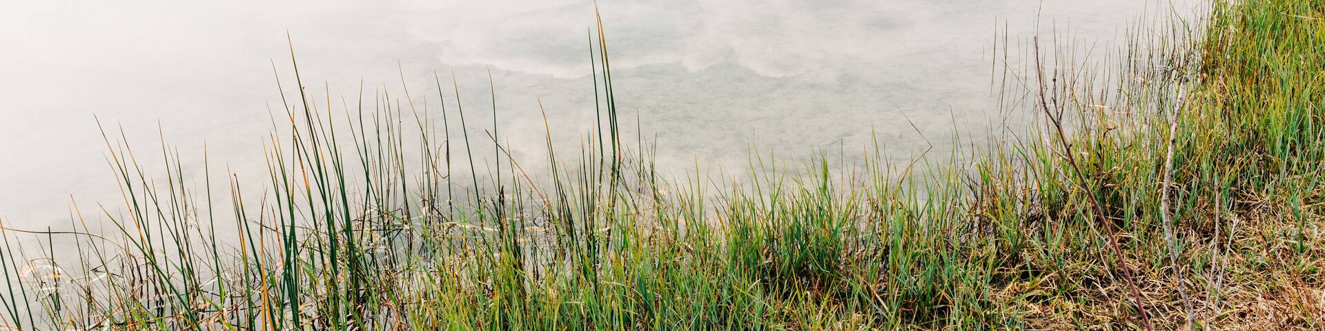 Frenchtown Lake in the fall with cloud reflections in water