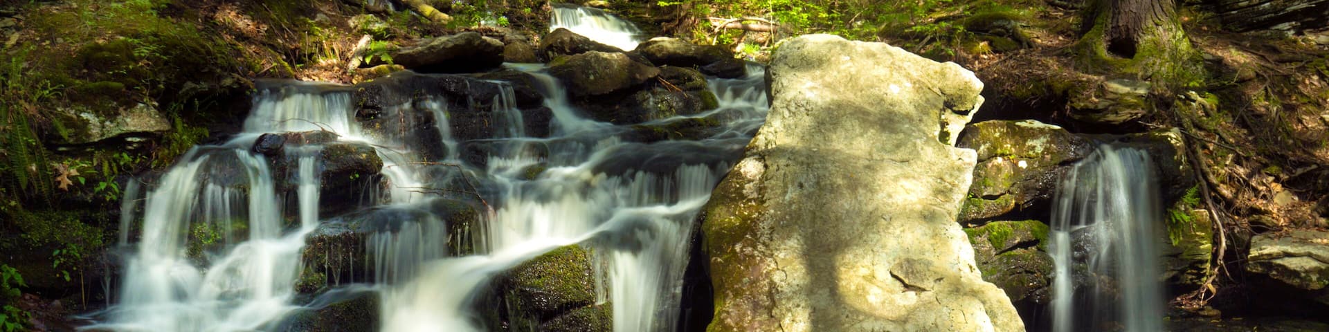 Silky water of Day Pond Falls in Colchester, Connecticut.