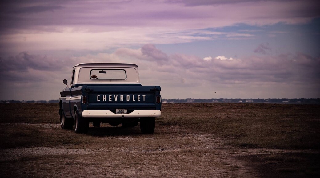 Cool truck hanging out by the sea