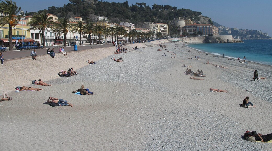 Beach of Nice (Alpes-Maritimes, France).
