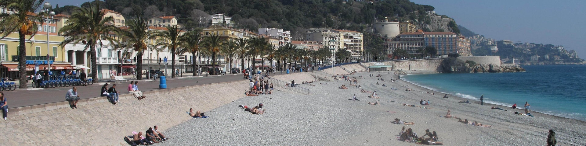 Beach of Nice (Alpes-Maritimes, France).