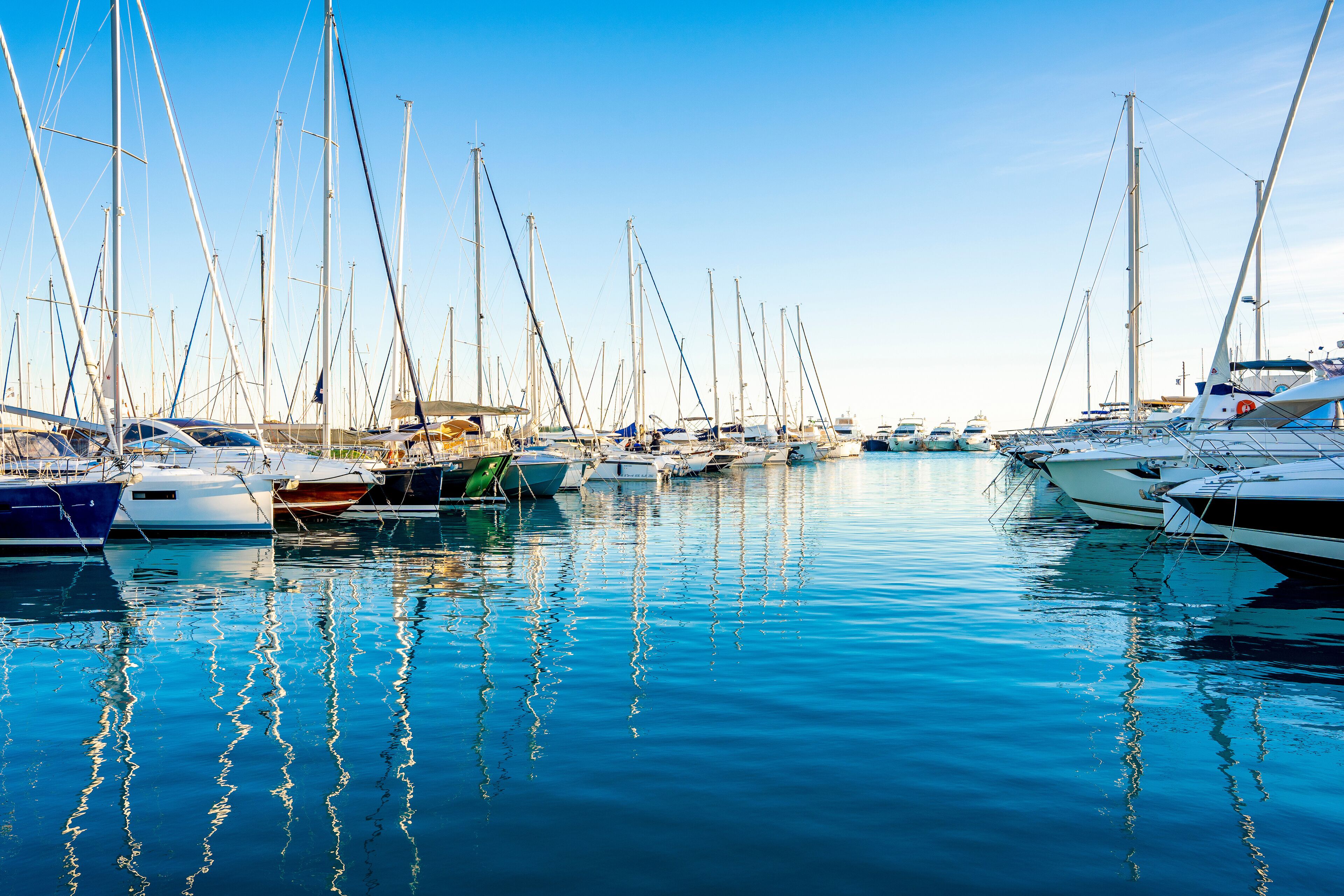 Saint-Laurent-du-Var, France 13.12.2020 Yacht club in the daytime. Mediterranean coast