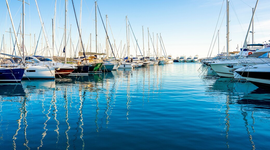 Saint-Laurent-du-Var, France 13.12.2020 Yacht club in the daytime. Mediterranean coast