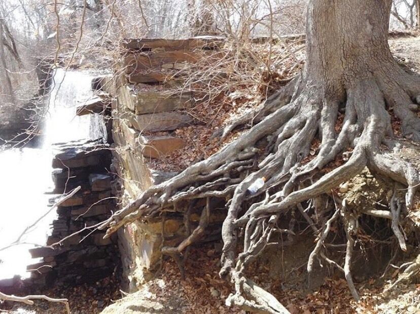 There is a slope down to a waterfall in the grounds to the back left of the cemetery. What’s cooler than a waterfall and a cemetery???