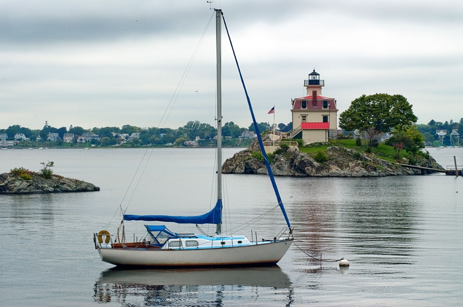 Too cloudy for sailing near Pomham Rock Lighthouse in Providence, Rhode Island.