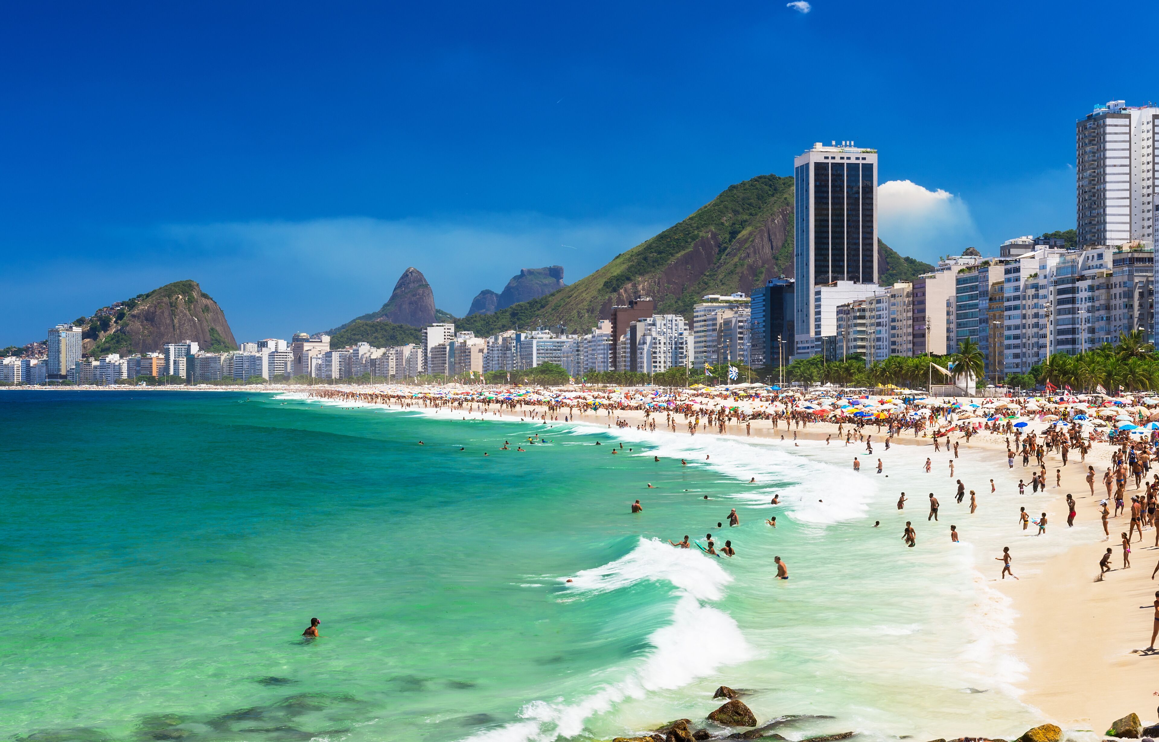 view of Copacabana beach in Rio de Janeiro, Brazil
