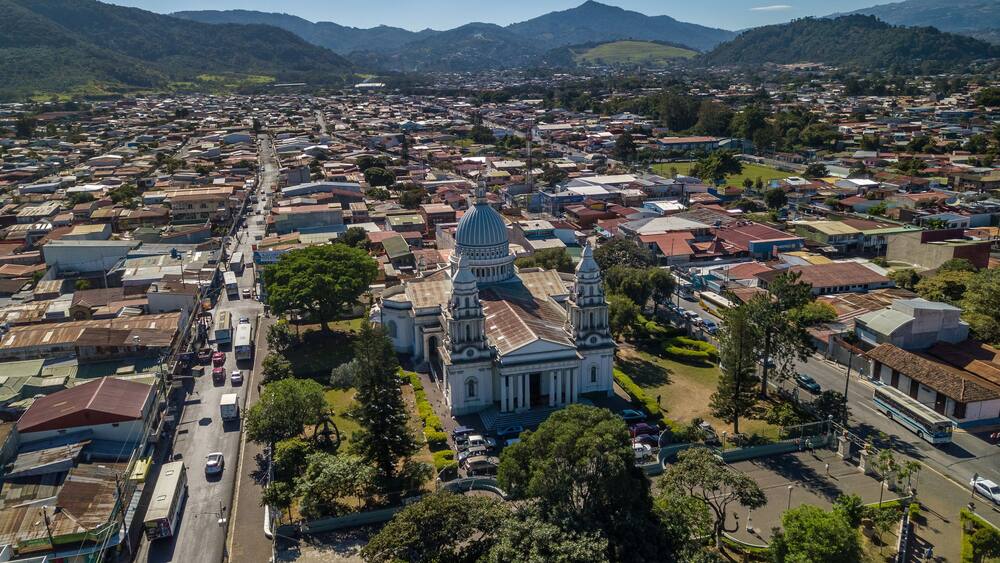 Beautiful aerial view of the Desamparados Church and park
