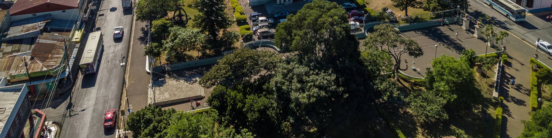 Beautiful aerial view of the Desamparados Church and park
