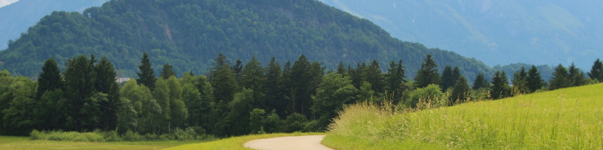 On the foothills of the alps: View of the mountains Untersberg and Kapuzinerberg. Hallwang, next to Salzburg. Austria. Europe.