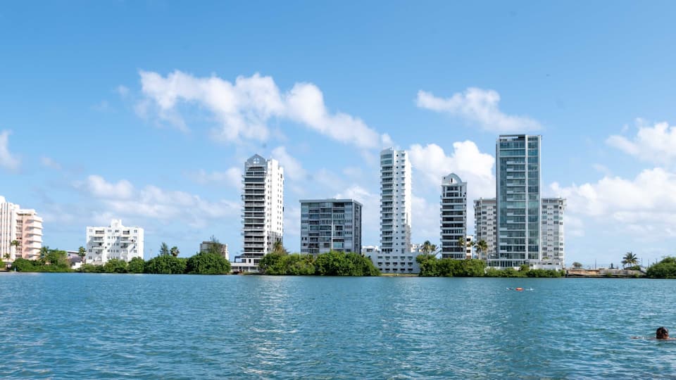 View of Condado Lagoon from Miramar. San Juan, Puerto Rico.