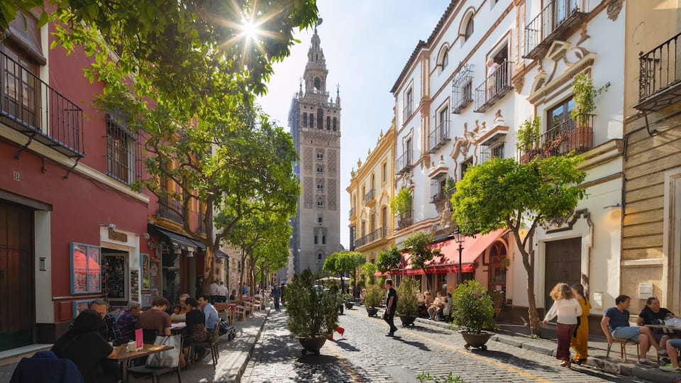 Santa Cruz featuring heritage architecture and a sunset
