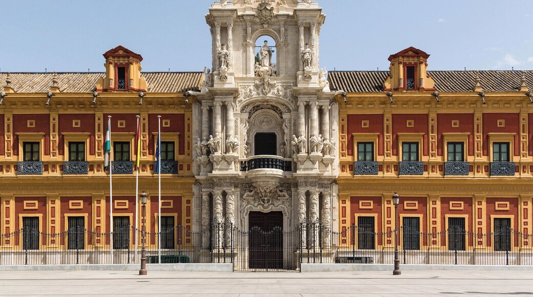 Detail of the main facade of the Palace of San Telmo, nowadays the seat of the presidency of the Andalusian Autonomous Government (Junta de Andalucia), Seville, Spain.