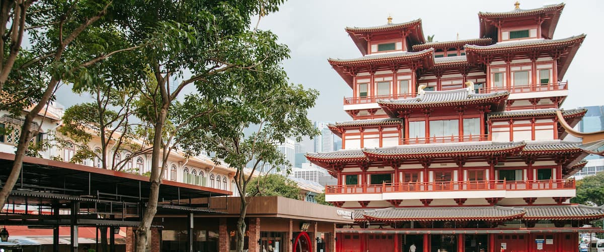 Chinatown showing a temple or place of worship and heritage architecture