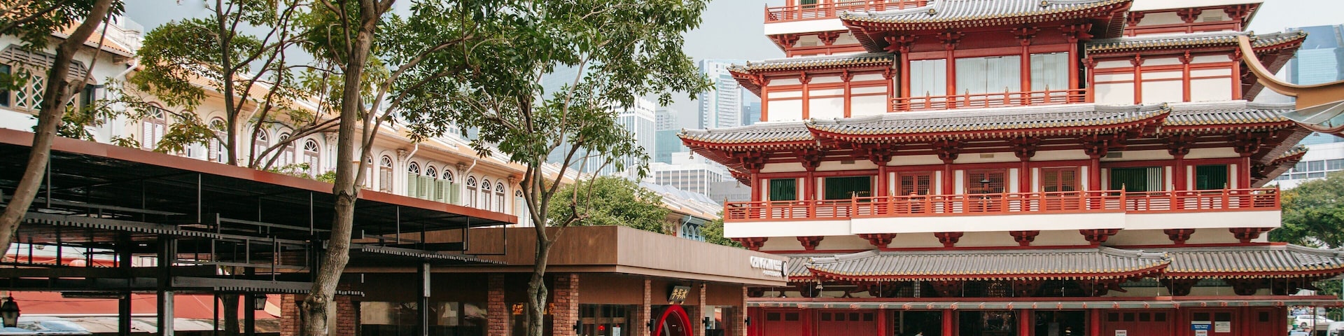Chinatown showing a temple or place of worship and heritage architecture