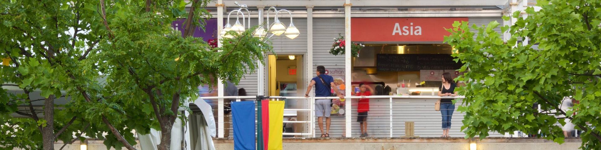 Harbourfront showing a city